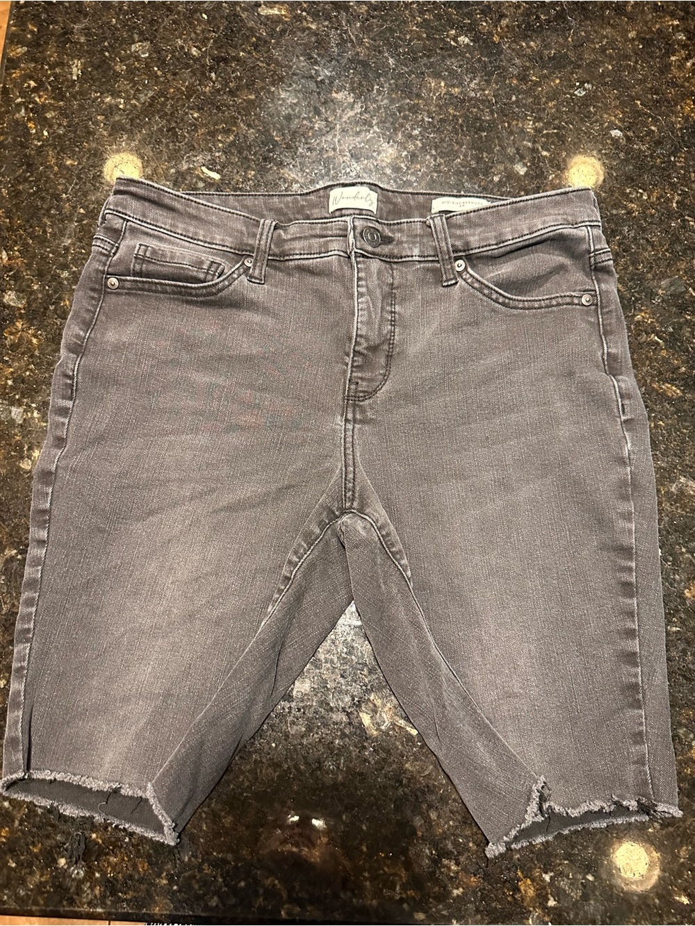 Wonderly Gray Raw-Hem Denim Bermuda Shorts
